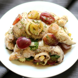 Skillet Chicken with Roasted Grapes and Leeks