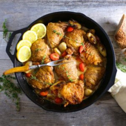 Skillet Chicken with Wine, Shallots and Mustard