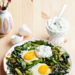 Skillet eggs and greens
