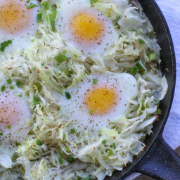 Skillet Eggs with Cabbage Hash
