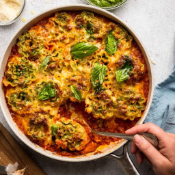 Skillet Lasagna Roll-Ups with Kale Pesto