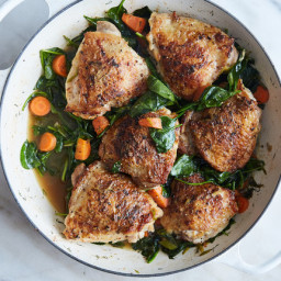 Skillet Mustard Chicken With Spinach and Carrots