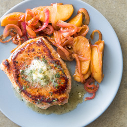 Skillet Pork Chops with Apples and Maple-Sage Butter