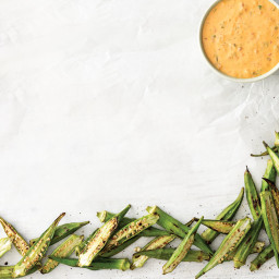 Skillet-Roasted Okra with Spicy Miso Sauce