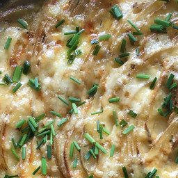 Skillet Scalloped Potatoes with Chive Butter