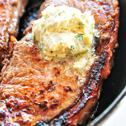 Skillet Steaks with Gorgonzola Herbed Butter Recipe
