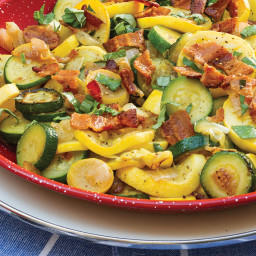 Skillet Summer Squash with Bacon and Basil