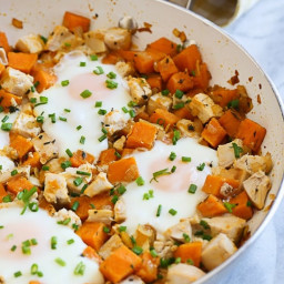 Skillet Sweet Potato Chicken Hash with Eggs
