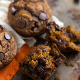 {Skinny and Healthy} Pumpkin Chocolate-Chip Muffins