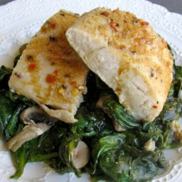 Skinny Baked Fish with Spinach and Asian Drizzle Recipe