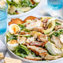 Skinny Chicken and Avocado Caesar Salad