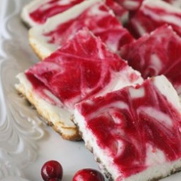 Skinny Cranberry Swirl Cheesecake Squares