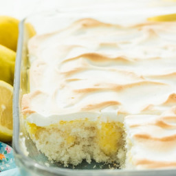 Skinny Lemon Meringue Poke Cake