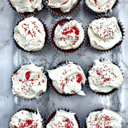 Skinny, Low-Calorie Red Velvet Cupcakes with Reduced-Fat Cream Cheese Frost