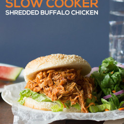Skinny Slow Cooker Shredded Buffalo Chicken
