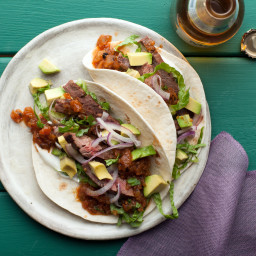 Skirt Steak Tacos with Roasted Tomato Salsa