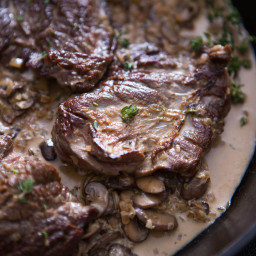 Skirt Steak With Mushroom-Cream Pan Sauce Recipe