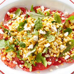 Sliced Tomatoes with Corn and Feta