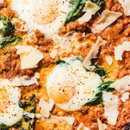 Sloppy Joe Shirred Eggs With Spinach