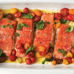 Slow-Baked Salmon and Cherry Tomatoes