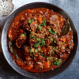 Slow braised red wine oxtail
