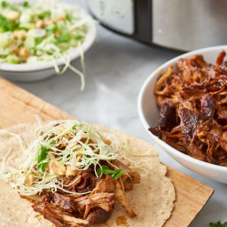 Slow-Cooked Hoisin and Ginger Pork Wraps with Peanut Slaw