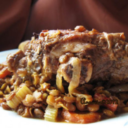 Slow-Cooked Lamb Shanks With Lentil Ragout