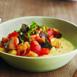 Slow-Cooked Ratatouille Over Goat Cheese Polenta