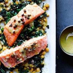 Slow-Cooked Salmon, Chickpeas, and Greens