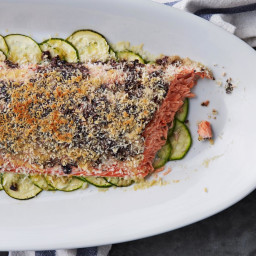 Slow-Cooked Salmon with Olive-Bread Crumb Sprinkle