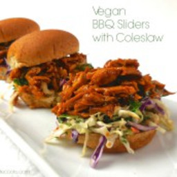 Slow Cooked Vegan BBQ Chicken and Coleslaw Sliders