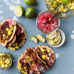 Slow Cooker Barbacoa Beef Tacos with Pickled Onions and Pineapple Pico