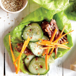 Slow Cooker Beef Lettuce Wraps with Quick Pickles