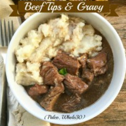 Slow Cooker Beef Tips and Gravy (Paleo, Whole30)