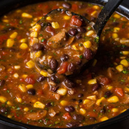 Slow Cooker Black Bean and Chicken Sausage Tortilla Soup
