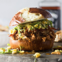 Slow-Cooker Bourbon Brown Sugar Pulled Chicken Sandwiches With Bacon and Br