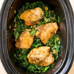 Slow-Cooker Braised Chicken Thighs with Garlicky Spinach for Two