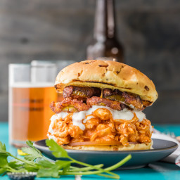 Slow Cooker Buffalo Chicken Sandwiches with Ranch Fried Pickles
