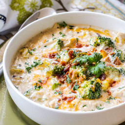 Slow Cooker Cheesy Chicken, Broccoli, Wild Rice Soup