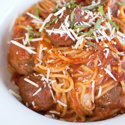 Slow-Cooker Cheesy Spaghetti and Meatballs