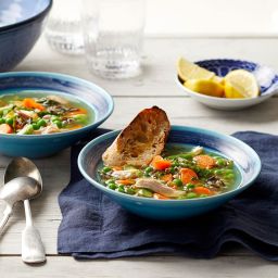 Slow-Cooker Chicken & Wild Rice Soup with Asparagus & Peas