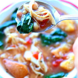 Slow Cooker Chicken White Bean Spinach Soup