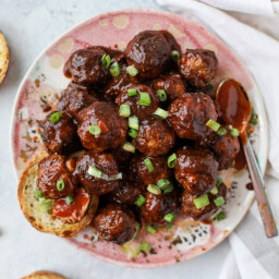 Slow Cooker Chipotle BBQ Meatballs with Garlic Toast