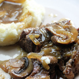 Slow Cooker Chuck Steak with Mushrooms and Onion For Two