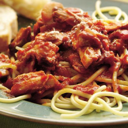 Slow-Cooker Chunky Pork and Mushroom Spaghetti Sauce