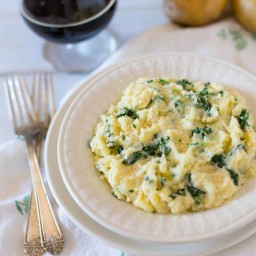 Slow Cooker Colcannon Mashed Potatoes with Kale and Cabbage