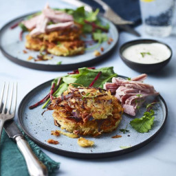 Slow-cooker gammon with parsnip and potato rösti