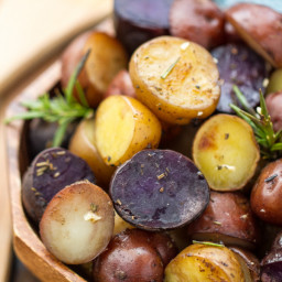 Slow Cooker Garlic Rosemary Tri-Color Potatoes