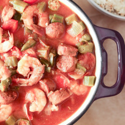 Slow Cooker Gumbo with Chicken, Andouille Sausage, and Shrimp