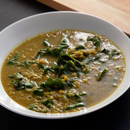 Slow Cooker Indian-Spiced Red Lentil Soup with Swiss Chard